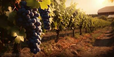 ai gegenereerd. ai generatief. foto illustratie van wijn druif wijngaard wijnmakerij fabriek veld- natuur buitenshuis veld. grafisch kunst