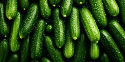 ai gegenereerd. ai generatief. eco groen vers komkommers. veganistisch fabriek oogst boerderij. grafisch kunst foto