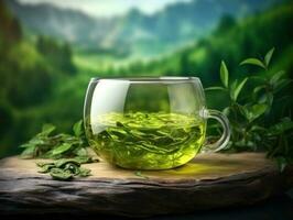 groen thee natuurlijk achtergrond foto