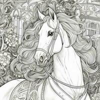 kunst nouveau paard kleur bladzijde foto