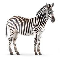 zebra Aan wit achtergrond. generatief ai foto