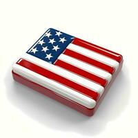 3d Verenigde Staten van Amerika vlag knop geïsoleerd Aan wit achtergrond. onafhankelijkheid dag van de Verenigde staten. generatief ai foto