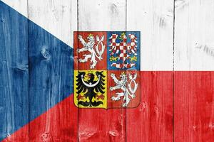 vlag en jas van armen van Tsjechisch republiek Aan een getextureerde achtergrond. concept collage. foto
