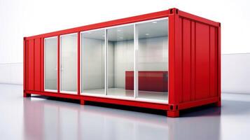 mobiel kantoor gebouwen of houder plaats kantoor voor bouw plaats. Verzending container. portable huis en kantoor hutten, generatief ai illustratie foto