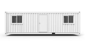 mobiel kantoor gebouwen of houder plaats kantoor voor bouw plaats. Verzending container. portable huis en kantoor hutten, generatief ai illustratie foto