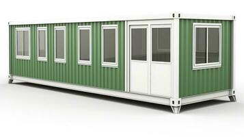 mobiel kantoor gebouwen of houder plaats kantoor voor bouw plaats. Verzending container. portable huis en kantoor hutten, generatief ai illustratie foto