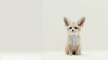 foto van een fennec vos Aan wit achtergrond. generatief ai