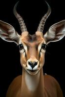 foto van gazelle Aan zwart achtergrond. generatief ai