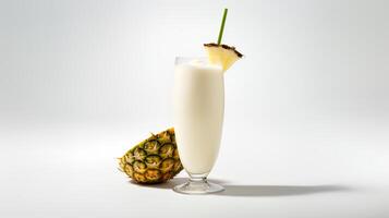 voedsel fotografie van pina colada met ananas brokken geïsoleerd Aan wit achtergrond. generatief ai foto