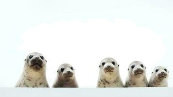 foto van een zeeleeuwen Aan wit achtergrond. generatief ai