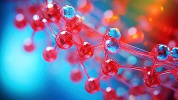 medisch studies van moleculair structuren. wetenschap in de onderhoud van menselijk. technologieën van de toekomst in onze leven. molecuul van geneeskunde model, generatief ai illustratie foto