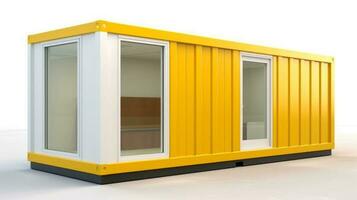 mobiel kantoor gebouwen of houder plaats kantoor voor bouw plaats. Verzending container. portable huis en kantoor hutten, generatief ai illustratie foto