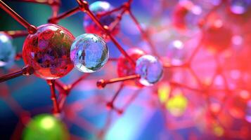 medisch studies van moleculair structuren. wetenschap in de onderhoud van menselijk. technologieën van de toekomst in onze leven. molecuul van geneeskunde model, generatief ai illustratie foto