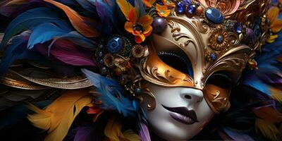 prachtig Venetiaanse maskers. carnaval. generatief ai foto