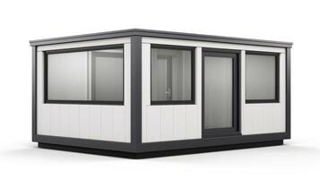 mobiel kantoor gebouwen of houder plaats kantoor voor bouw plaats. Verzending container. portable huis en kantoor hutten, generatief ai illustratie foto