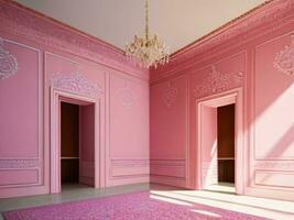 ai generatief. luxe een roze muur leeg kamer achtergrond, huis leven. ai gegenereerd foto