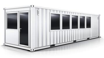 mobiel kantoor gebouwen of houder plaats kantoor voor bouw plaats. Verzending container. portable huis en kantoor hutten, generatief ai illustratie foto