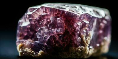 foto van de mineraal steen lepidoliet detailopname, macro. generatief ai