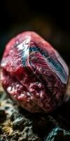 foto van de mineraal steen Rhodoliet detailopname, macro. generatief ai