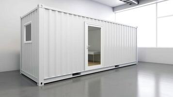 mobiel kantoor gebouwen of houder plaats kantoor voor bouw plaats. Verzending container. portable huis en kantoor hutten, generatief ai illustratie foto