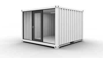 mobiel kantoor gebouwen of houder plaats kantoor voor bouw plaats. Verzending container. portable huis en kantoor hutten, generatief ai illustratie foto