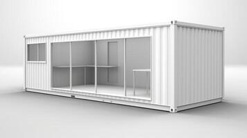 mobiel kantoor gebouwen of houder plaats kantoor voor bouw plaats. Verzending container. portable huis en kantoor hutten, generatief ai illustratie foto