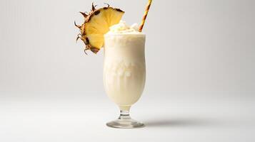 voedsel fotografie van pina colada met ananas brokken geïsoleerd Aan wit achtergrond. generatief ai foto