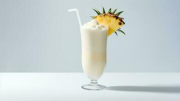 voedsel fotografie van pina colada met ananas brokken geïsoleerd Aan wit achtergrond. generatief ai foto