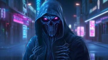 grimmig maaimachine ontwerp cyberpunk illustratie foto