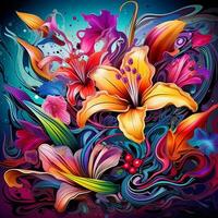 bloem kleurrijk achtergrond digitaal kunst foto