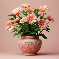 bloem in de pot roze kleur Aan achtergrond foto