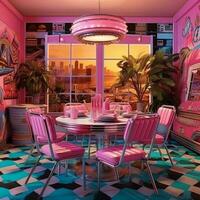 roze decoratie kleur dining kamer foto