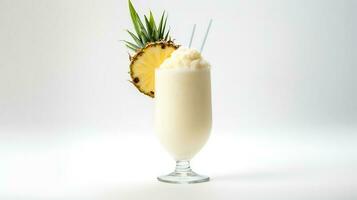 voedsel fotografie van pina colada met ananas brokken geïsoleerd Aan wit achtergrond. generatief ai foto