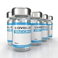 covid-19 vaccinfles op witte achtergrond, 3D-renderingillustratie foto