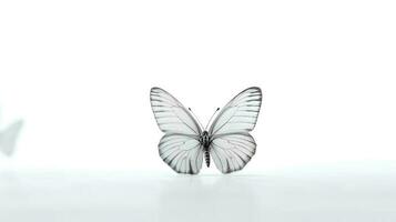 foto van een zwart geaderd wit vlinder Aan wit achtergrond