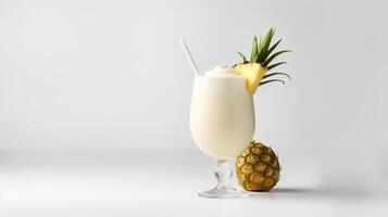 voedsel fotografie van pina colada met ananas brokken geïsoleerd Aan wit achtergrond. generatief ai foto