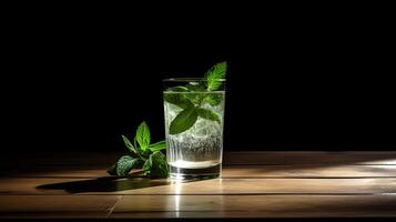 voedsel fotografie van mojito Aan houten tafel. generatief ai foto