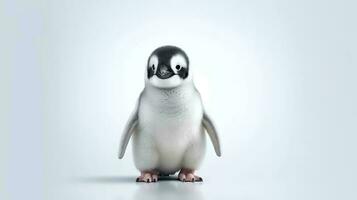 foto van een pinguïn Aan wit achtergrond. generatief ai