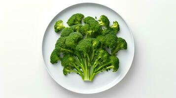 foto van broccolini Aan bord geïsoleerd Aan wit achtergrond