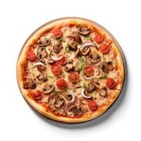 voedsel fotografie van pizza geïsoleerd Aan wit achtergrond. generatief ai foto