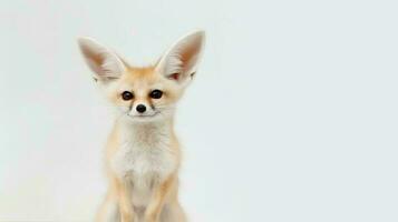 foto van een fennec vos Aan wit achtergrond. generatief ai