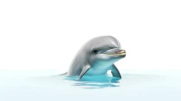 foto van een dolfijn Aan wit achtergrond. generatief ai