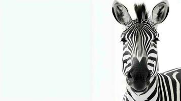 foto van een schattig zebra Aan wit achtergrond. gemaakt door generatief ai