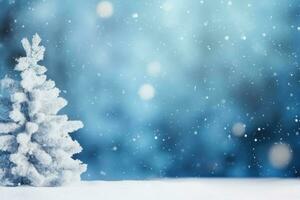 blauwe kerstachtergrond met sneeuwvlokken foto