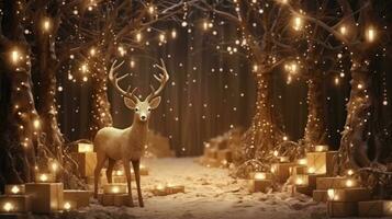 Kerstmis achtergrond met magie geschenk foto