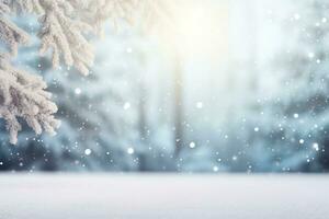 blauwe kerstachtergrond met sneeuwvlokken foto