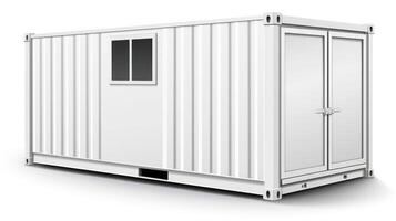 mobiel kantoor gebouwen of houder plaats kantoor voor bouw plaats. Verzending container. portable huis en kantoor hutten, generatief ai illustratie foto