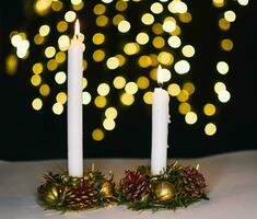Kerstmis kaarsen en nacht licht Boksen foto