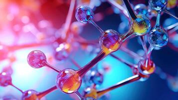 medisch studies van moleculair structuren. wetenschap in de onderhoud van menselijk. technologieën van de toekomst in onze leven. molecuul van geneeskunde model, generatief ai illustratie foto