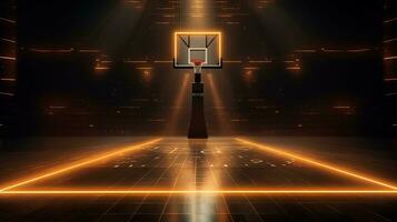 basketbal rechtbank met lichten foto